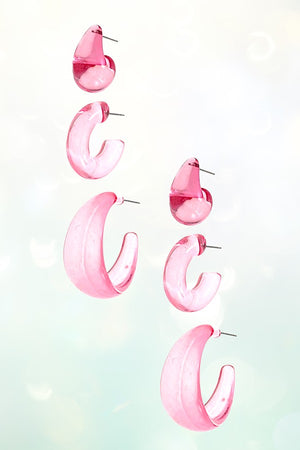 SEE THROUGH COLOR SEMI HOOP EARRING SET