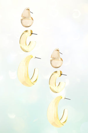 SEE THROUGH COLOR SEMI HOOP EARRING SET