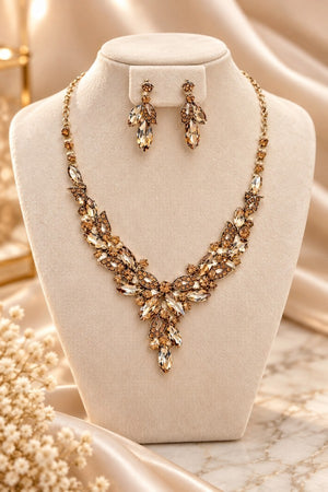 FACETED MIX STONE EVENING NECKLACE EARRING SET