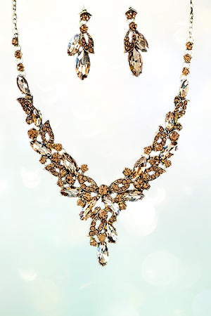 FACETED MIX STONE EVENING NECKLACE EARRING SET