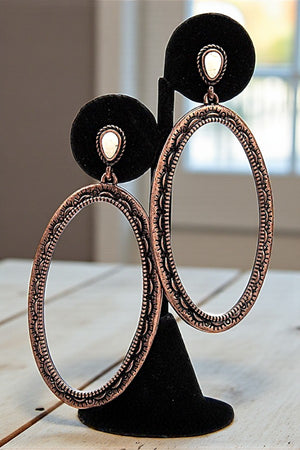 OVERSIZE OVAL LINK GEM DANGLE EARRING