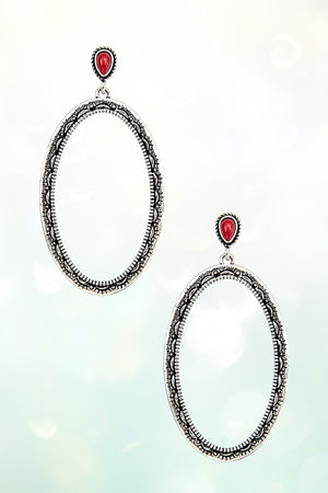 OVERSIZE OVAL LINK GEM DANGLE EARRING