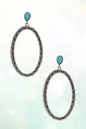 OVERSIZE OVAL LINK GEM DANGLE EARRING