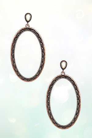 OVERSIZE OVAL LINK GEM DANGLE EARRING