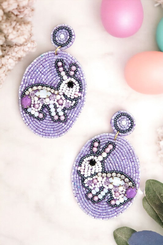 Seed Bead Easter Bunny Drop Earring