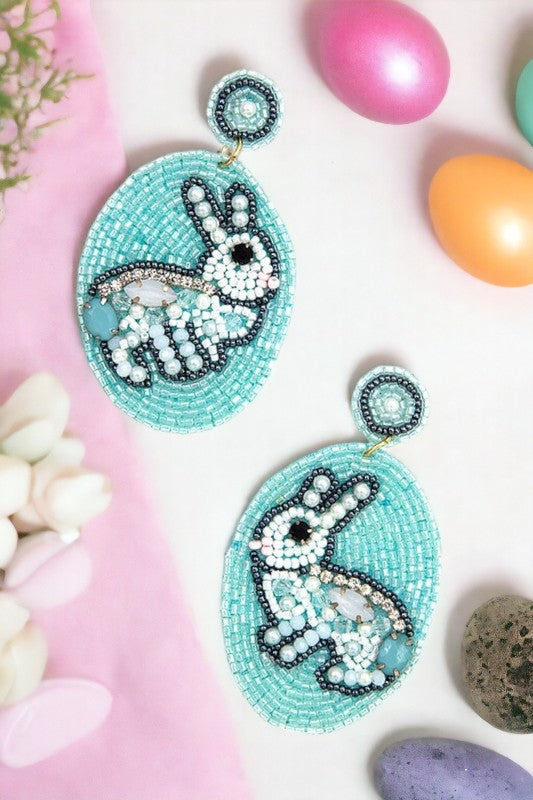 Seed Bead Easter Bunny Drop Earring