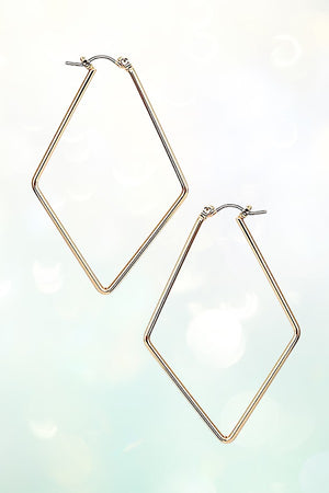 DIAMOND SHAPE WIRE HOOP EARRING