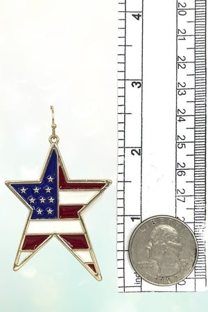 AMERICAN FLAG PRINT STAR DANGLE EARRING