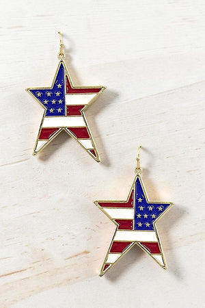 AMERICAN FLAG PRINT STAR DANGLE EARRING