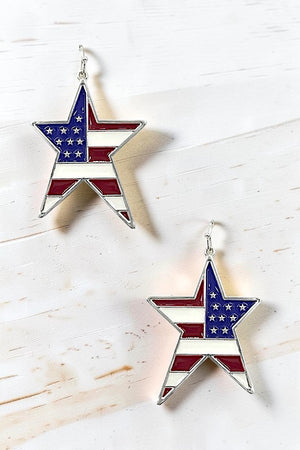AMERICAN FLAG PRINT STAR DANGLE EARRING