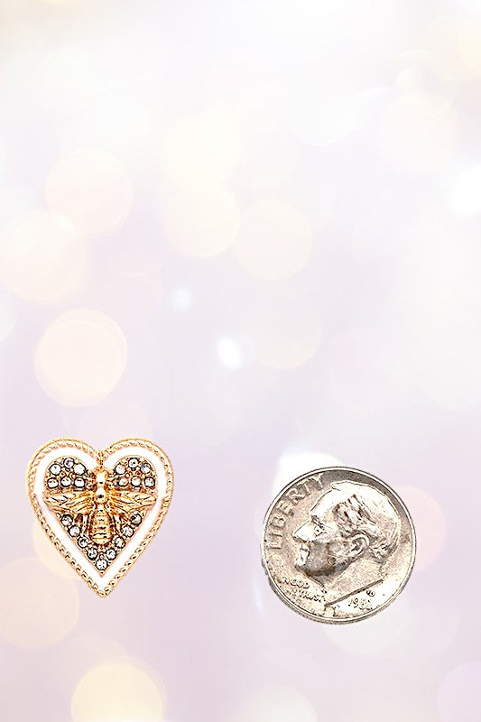 BEE ACCENT HEART POST EARRING