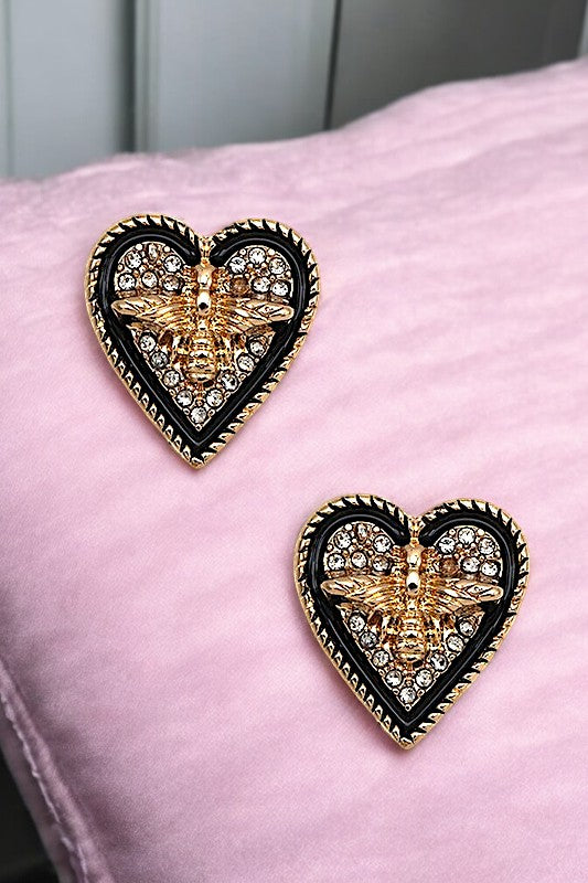 BEE ACCENT HEART POST EARRING