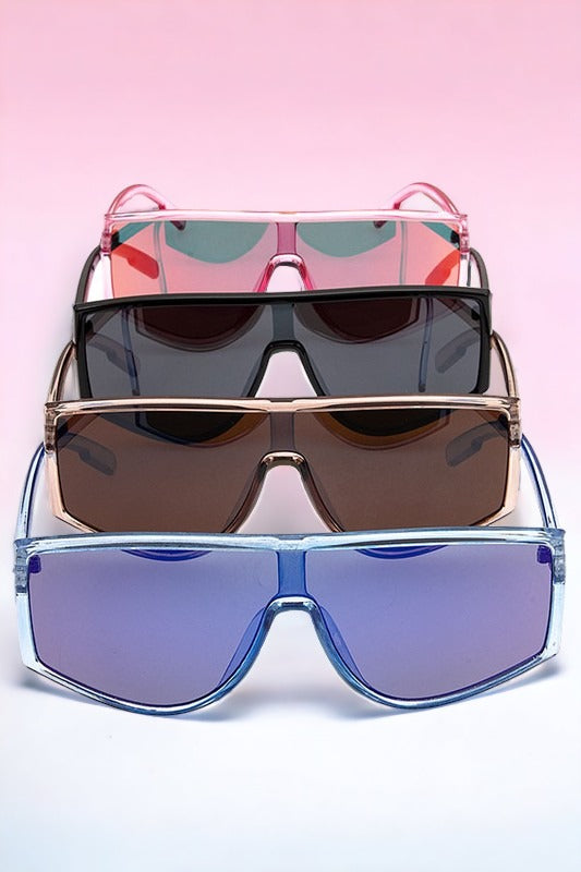 Color Framed Fashion Shield Sunglasses