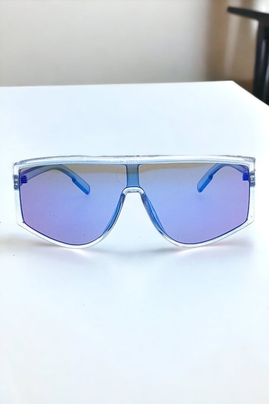 Color Framed Fashion Shield Sunglasses