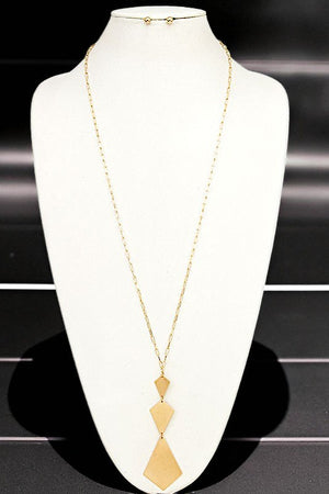 ELONGATED DIAMOND LINK PENDANT NECKLACE SET