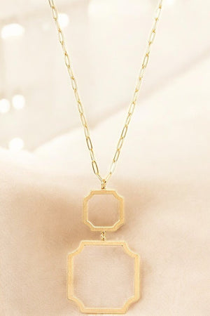 ELONGATED DOUBLE LINK CUT OUT PENDANT NECKLACE