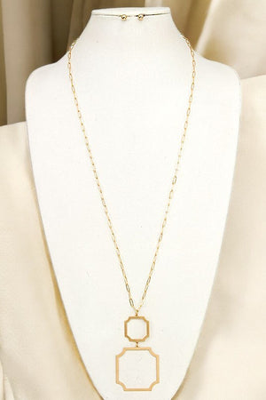 ELONGATED DOUBLE LINK CUT OUT PENDANT NECKLACE