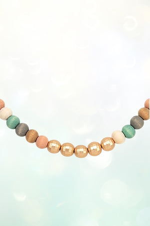 WOOD BALL BEAD NECKLACE AND EARRING SET