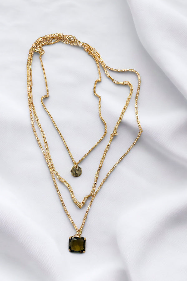 Layered Faceted Gem Necklace Set