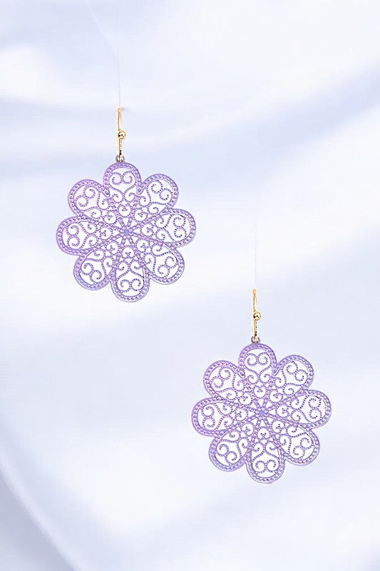 FLORAL FILIGREE DANGLE EARRING