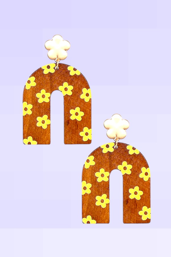 MINI FLORAL PRINT U DROP EARRING