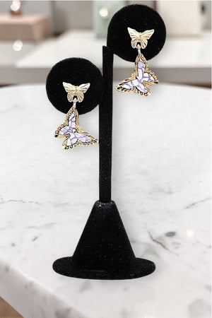 BUTTERFLY DOUBLE LINK DANGLE EARRING