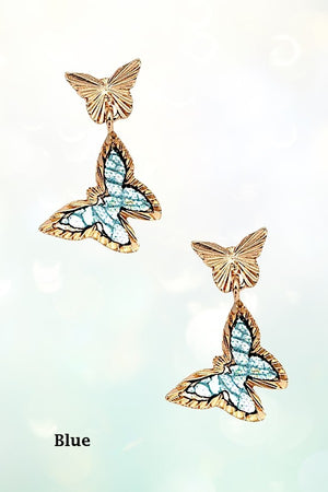 BUTTERFLY DOUBLE LINK DANGLE EARRING