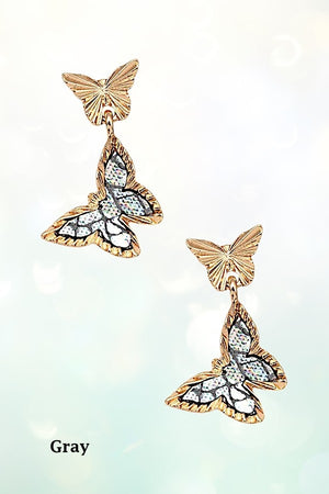 BUTTERFLY DOUBLE LINK DANGLE EARRING