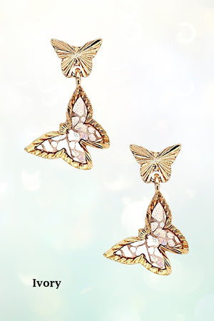 BUTTERFLY DOUBLE LINK DANGLE EARRING