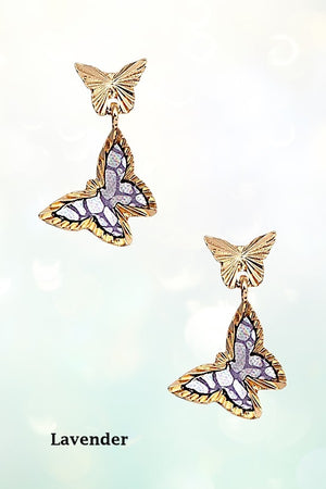 BUTTERFLY DOUBLE LINK DANGLE EARRING