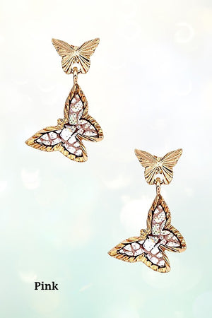 BUTTERFLY DOUBLE LINK DANGLE EARRING