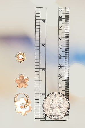 FLORAL MIX STUD MINI HOOP EARRING SET