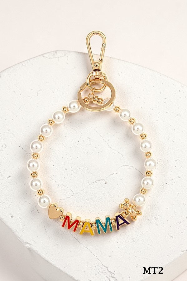MAMA CHARM PEARL BEAD BRACELET KEYCHAIN – LA Bijoux