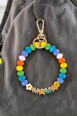 FACETED GLASS BEAD MAMA BRACELET/KEYCHAIN