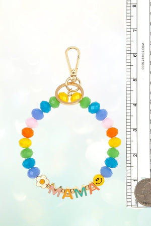 FACETED GLASS BEAD MAMA BRACELET/KEYCHAIN