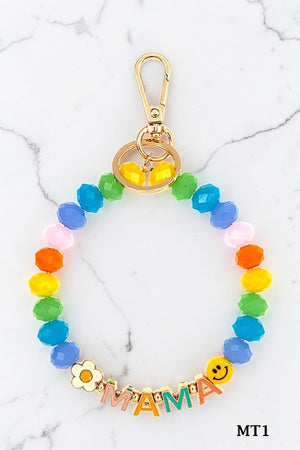 FACETED GLASS BEAD MAMA BRACELET/KEYCHAIN