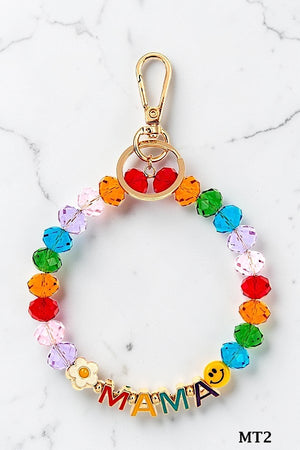 FACETED GLASS BEAD MAMA BRACELET/KEYCHAIN
