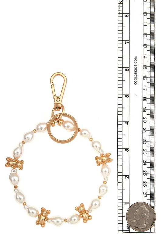 Freshwater Pearl Teddy Bracelet Keychain