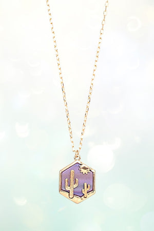 DESERT ETCHED HEXAGON PENDANT NECKLACE