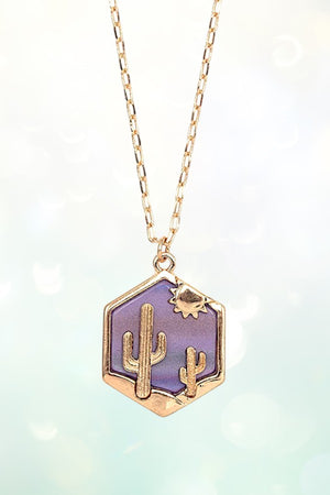 DESERT ETCHED HEXAGON PENDANT NECKLACE