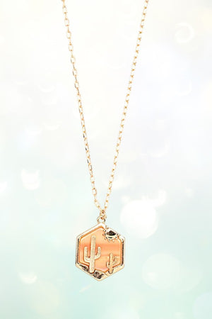 DESERT ETCHED HEXAGON PENDANT NECKLACE