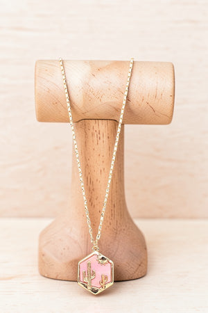 DESERT ETCHED HEXAGON PENDANT NECKLACE