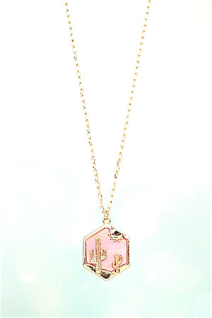 DESERT ETCHED HEXAGON PENDANT NECKLACE