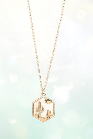 DESERT ETCHED HEXAGON PENDANT NECKLACE