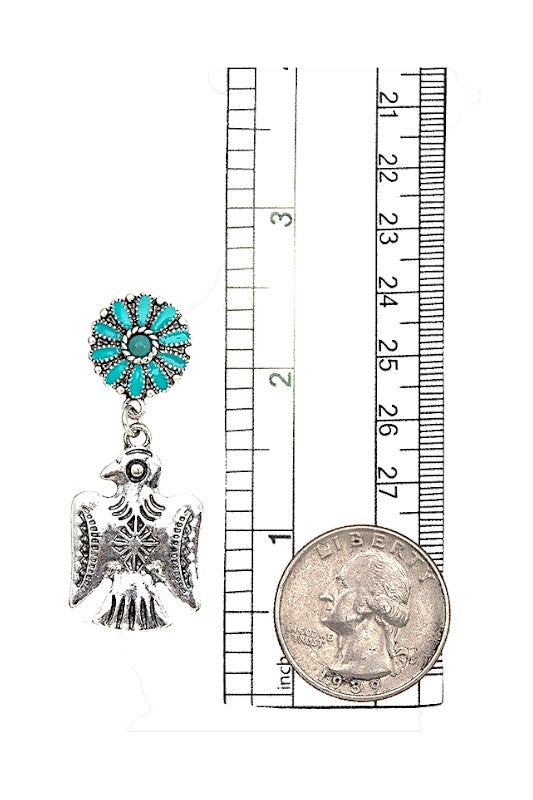 ETCHED BIRD FLORAL GEM LINK DANGLE EARRING