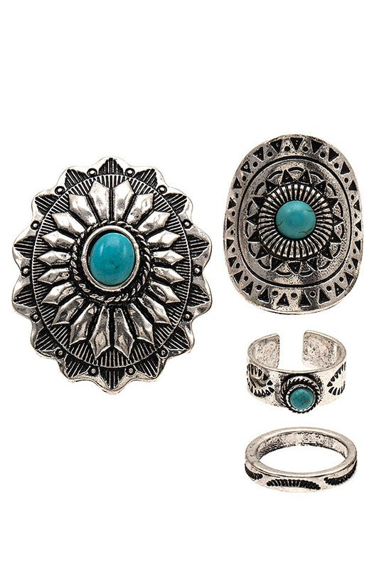 Concho Western Detail Ring Set