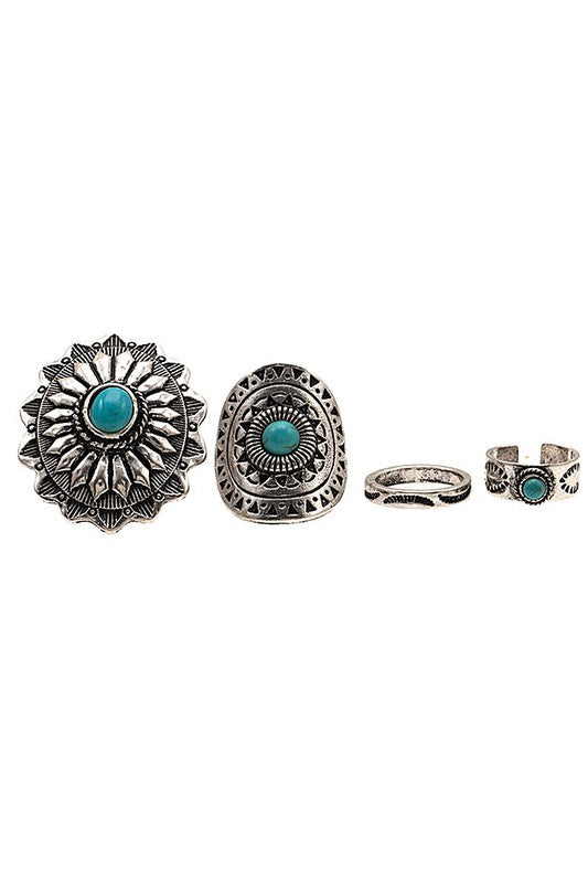 Concho Western Detail Ring Set