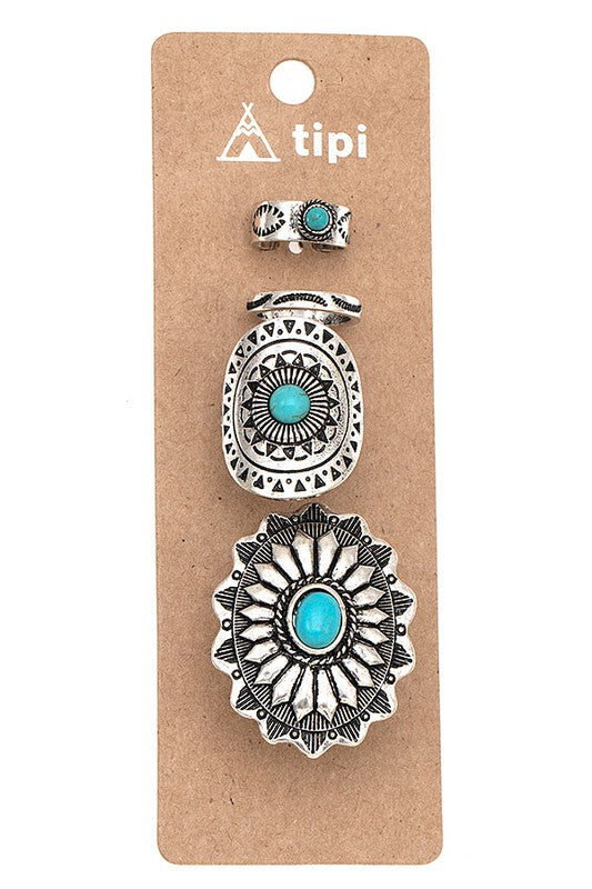 Concho Western Detail Ring Set