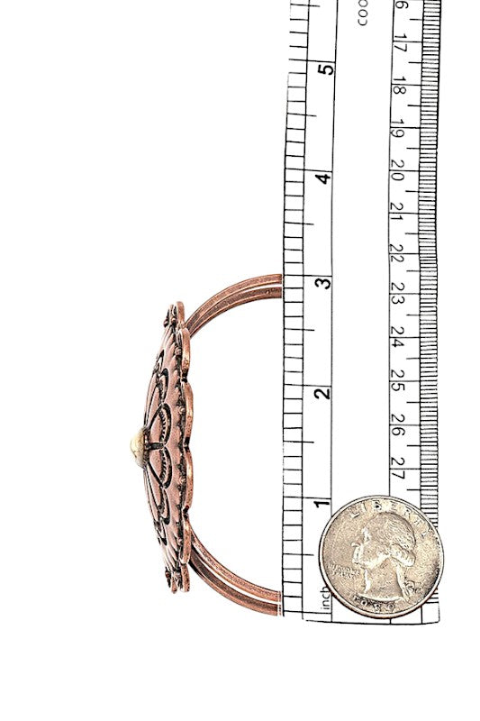 ROUND FLORAL GEM ACCENT HINGE BANGLE BRACELET