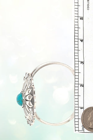 WESTERN GEMSTONE CENTER ETCHED CONCHO HINGE BANGLE BRACELET